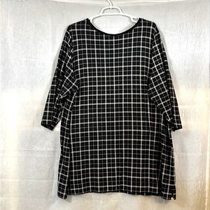 JJILL tunic black white windowpane wearever 2X